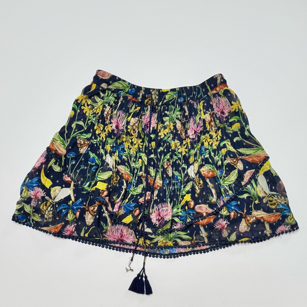 Floral Mini Skirt with Tassel Detail